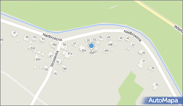 Rybnik, Nadbrzeżna, 53A, mapa Rybnika