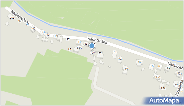 Rybnik, Nadbrzeżna, 79A, mapa Rybnika