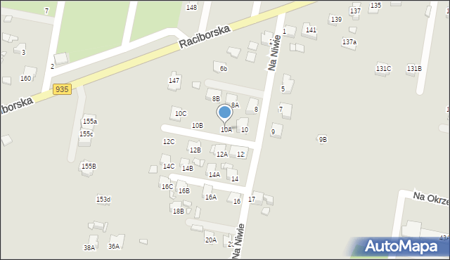 Rybnik, Na Niwie, 10A, mapa Rybnika