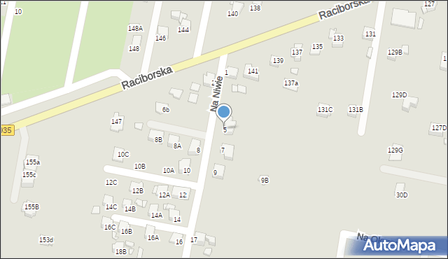 Rybnik, Na Niwie, 5, mapa Rybnika