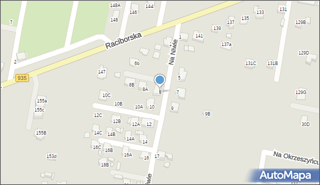 Rybnik, Na Niwie, 8, mapa Rybnika