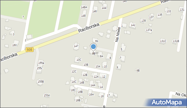 Rybnik, Na Niwie, 8B, mapa Rybnika