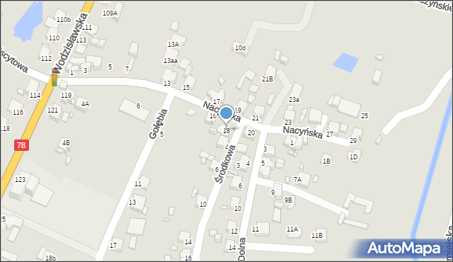 Rybnik, Nacyńska, 18, mapa Rybnika