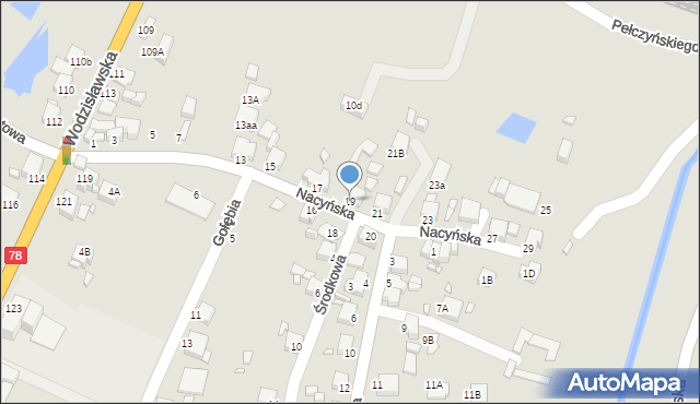 Rybnik, Nacyńska, 19, mapa Rybnika