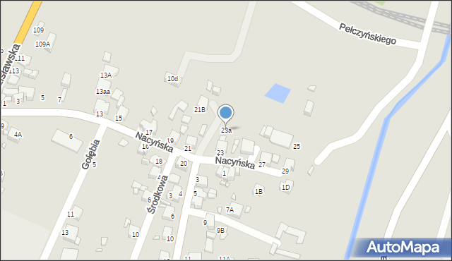 Rybnik, Nacyńska, 23a, mapa Rybnika