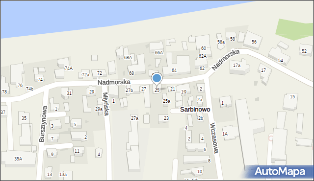 Sarbinowo, Nadmorska, 25, mapa Sarbinowo