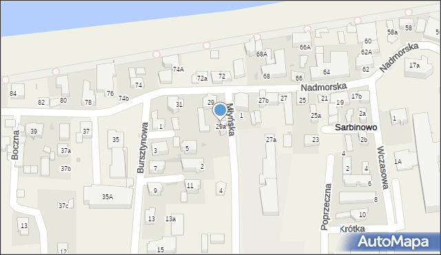Sarbinowo, Nadmorska, 29a, mapa Sarbinowo