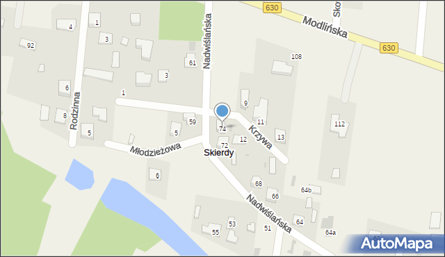 Skierdy, Nadwiślańska, 74, mapa Skierdy