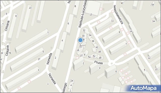 Skierniewice, Narbuta-Łuczyńskiego Aleksandra, gen., 22, mapa Skierniewic