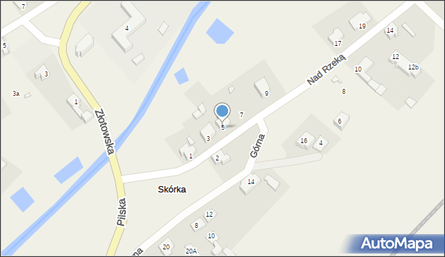 Skórka, Nad Rzeką, 5, mapa Skórka