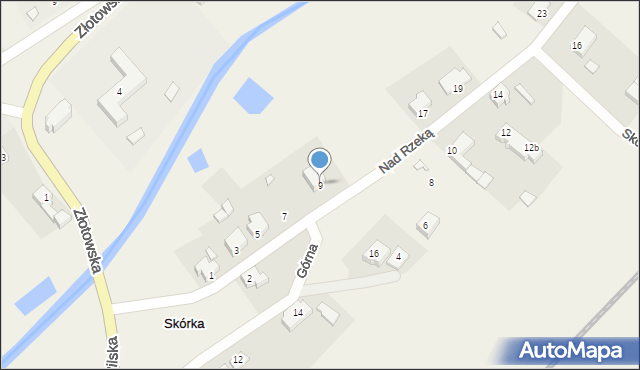 Skórka, Nad Rzeką, 9, mapa Skórka