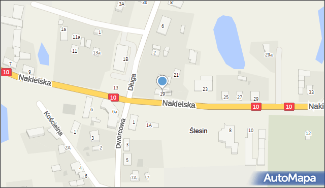 Ślesin, Nakielska, 19, mapa Ślesin