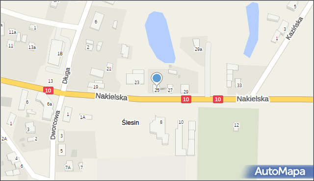 Ślesin, Nakielska, 25, mapa Ślesin