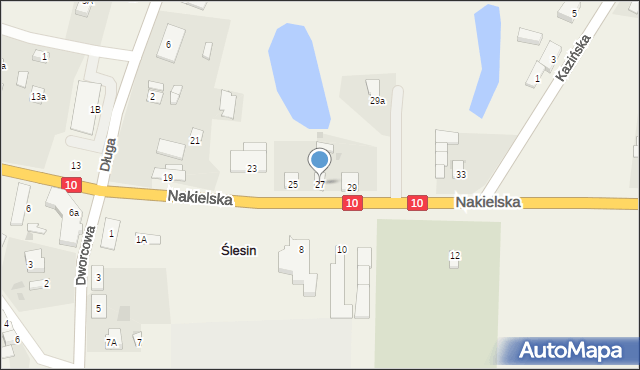 Ślesin, Nakielska, 27, mapa Ślesin