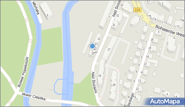 Słupsk, Nad Śluzami, 13, mapa Słupska