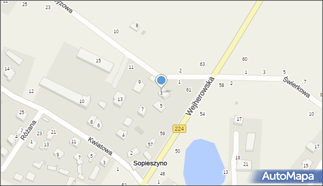 Sopieszyno, Narcyzowa, 3, mapa Sopieszyno