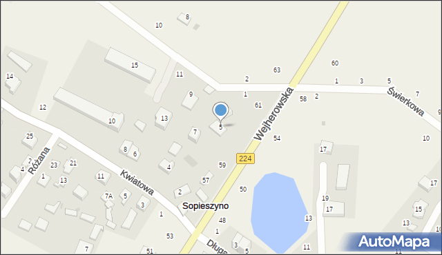 Sopieszyno, Narcyzowa, 5, mapa Sopieszyno