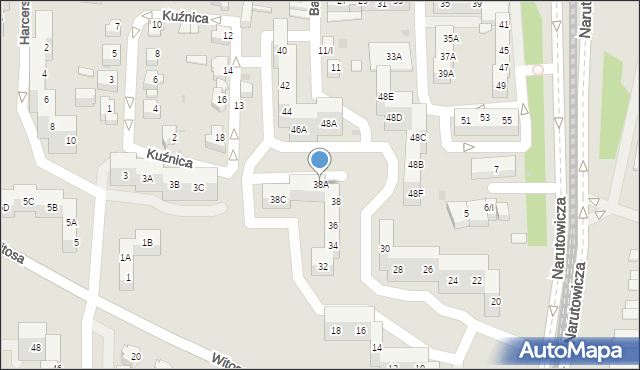 Sosnowiec, Narutowicza Gabriela, 38A, mapa Sosnowca