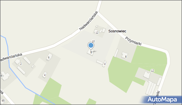 Sosnowiec, Nadwarciańska, 8, mapa Sosnowca