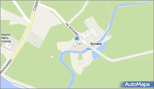 Stara Brzeźnica, Na Borowiec, 4, mapa Stara Brzeźnica