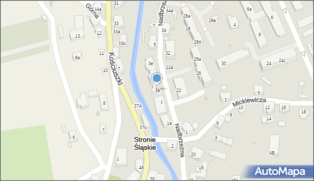 Stronie Śląskie, Nadbrzeżna, 3a, mapa Stronie Śląskie