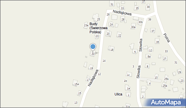Świerzowa Polska, Nadłąkowa, 21, mapa Świerzowa Polska