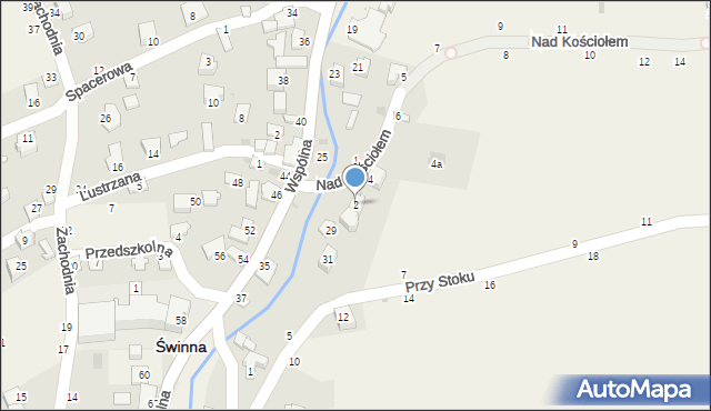 Świnna, Nad Kościołem, 2, mapa Świnna