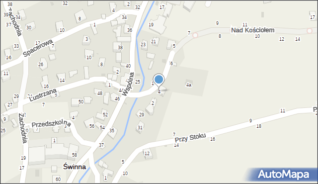 Świnna, Nad Kościołem, 4, mapa Świnna