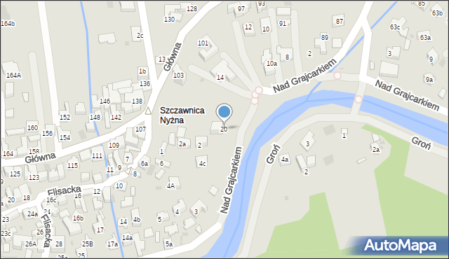 Szczawnica, Nad Grajcarkiem, 20, mapa Szczawnica