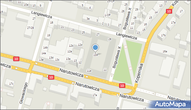 Szczecin, Narutowicza Gabriela, 11b, mapa Szczecina