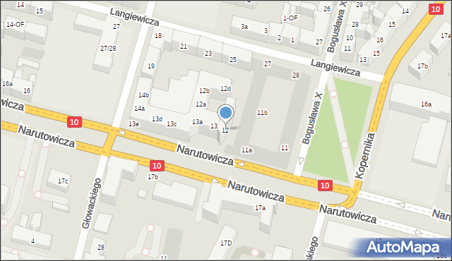 Szczecin, Narutowicza Gabriela, 12, mapa Szczecina