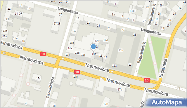 Szczecin, Narutowicza Gabriela, 13a, mapa Szczecina