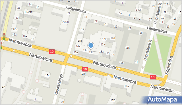 Szczecin, Narutowicza Gabriela, 13c, mapa Szczecina