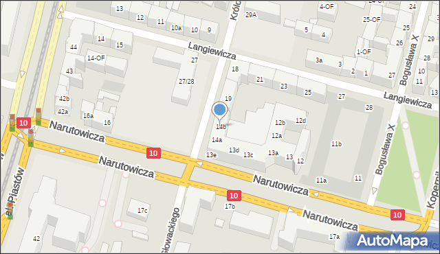 Szczecin, Narutowicza Gabriela, 14b, mapa Szczecina