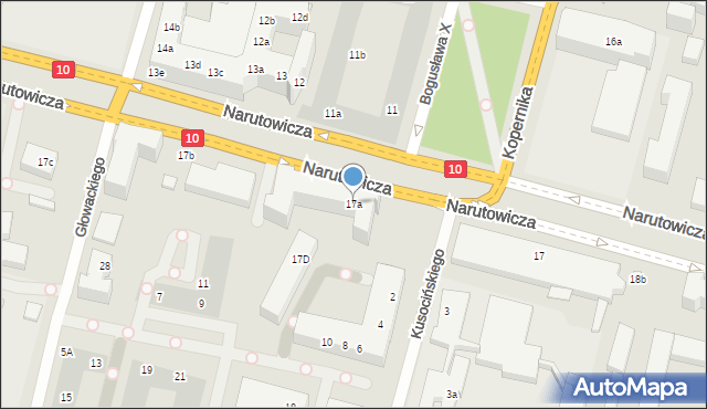 Szczecin, Narutowicza Gabriela, 17a, mapa Szczecina