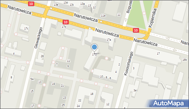 Szczecin, Narutowicza Gabriela, 17D, mapa Szczecina