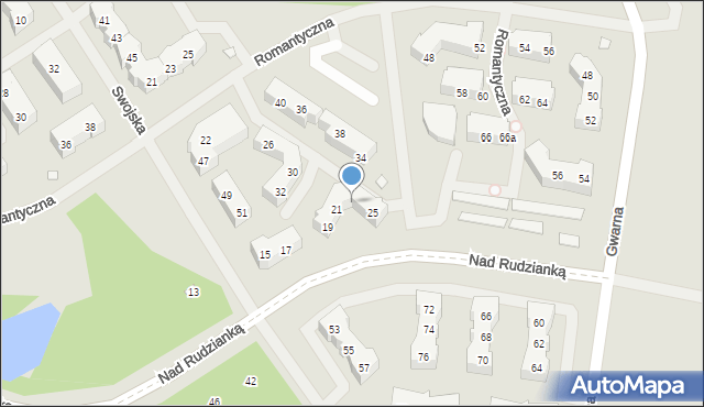 Szczecin, Nad Rudzianką, 23, mapa Szczecina