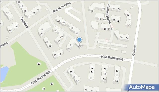 Szczecin, Nad Rudzianką, 25, mapa Szczecina