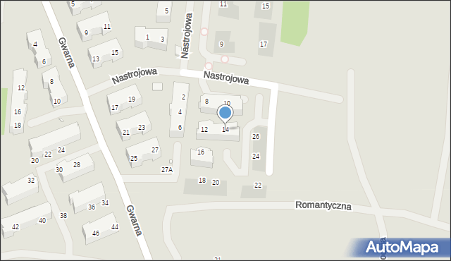 Szczecin, Nastrojowa, 14, mapa Szczecina