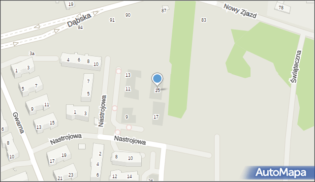 Szczecin, Nastrojowa, 15, mapa Szczecina