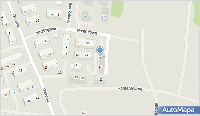 Szczecin, Nastrojowa, 26, mapa Szczecina