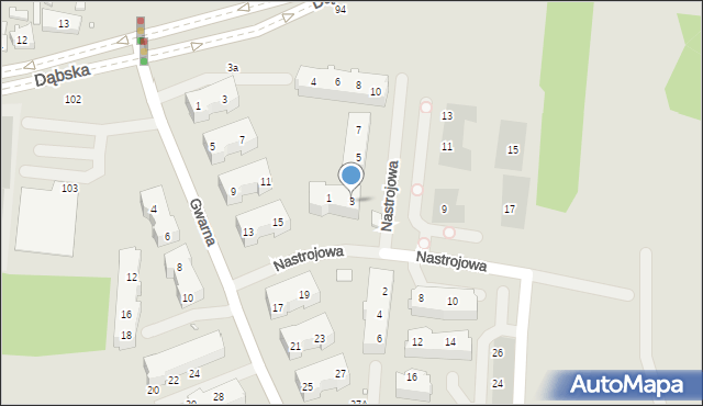 Szczecin, Nastrojowa, 3, mapa Szczecina