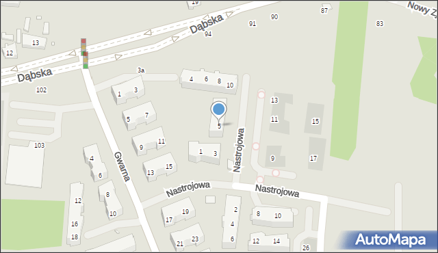 Szczecin, Nastrojowa, 5, mapa Szczecina