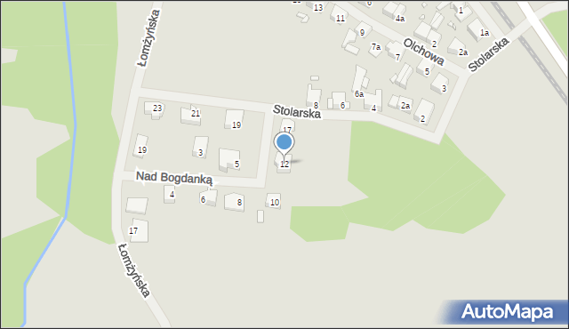 Szczecin, Nad Bogdanką, 12, mapa Szczecina