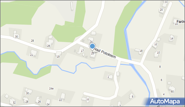 Targanice, Nad Potokiem, 15, mapa Targanice