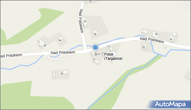 Targanice, Nad Potokiem, 35, mapa Targanice