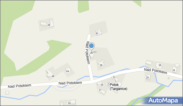 Targanice, Nad Potokiem, 40, mapa Targanice
