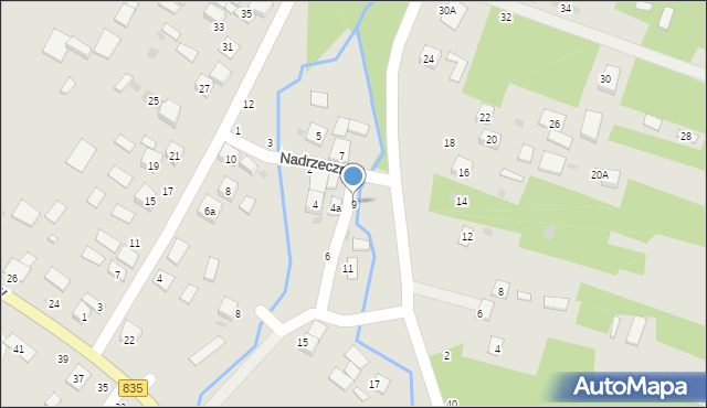 Tarnogród, Nadrzeczna, 9, mapa Tarnogród