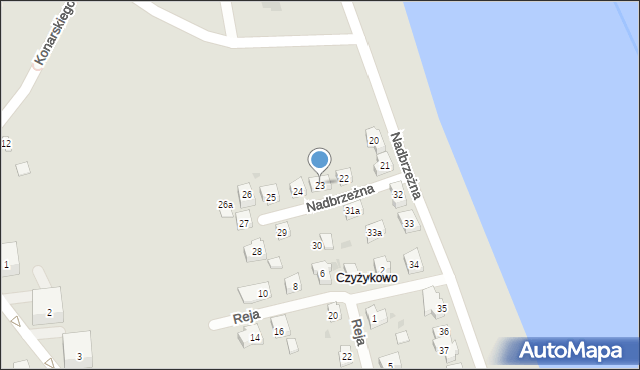 Tczew, Nadbrzeżna, 23, mapa Tczew