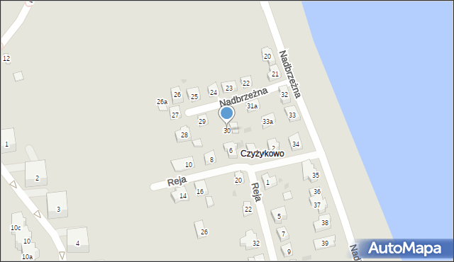 Tczew, Nadbrzeżna, 30, mapa Tczew